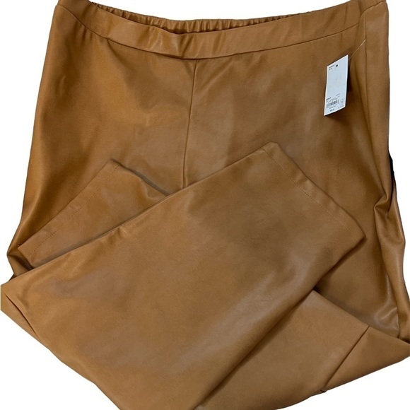 SONOMA Denise Bidot faux leather straight leg pants in tobacco size 2X - Picture 1 of 8